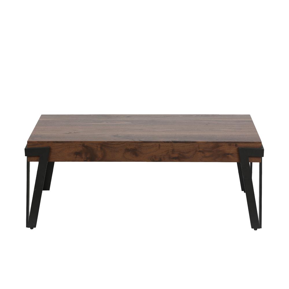 43" W Engineered Wood and Metal Coffee Table, Walnut