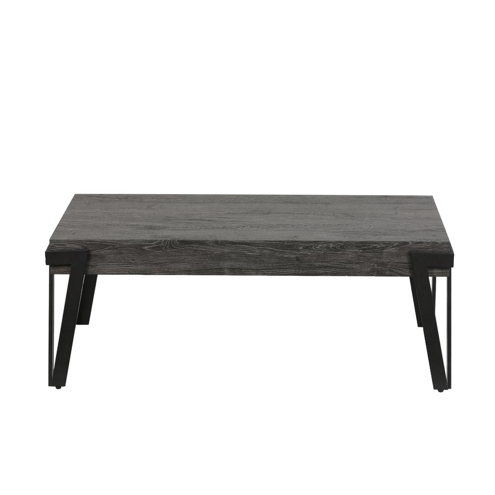 43" W Engineered Wood and Metal Coffee Table, Gray Oak
