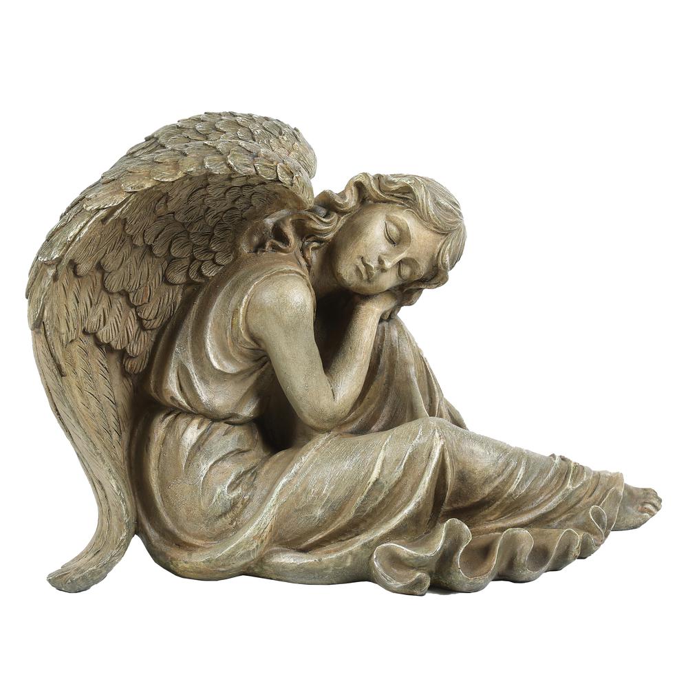 Weathered Brown MgO Sleeping Angel Statue