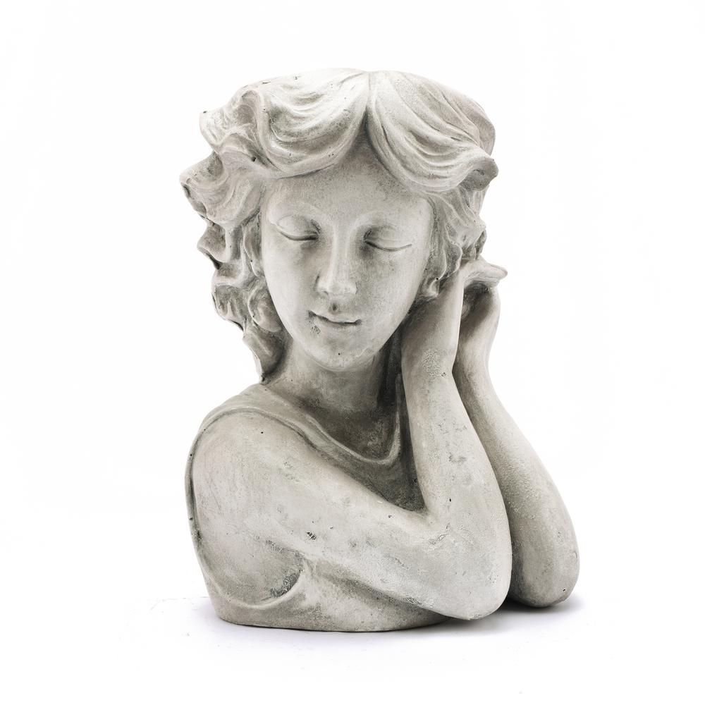 LuxenHome Gray MgO Lady Head Bust Planter