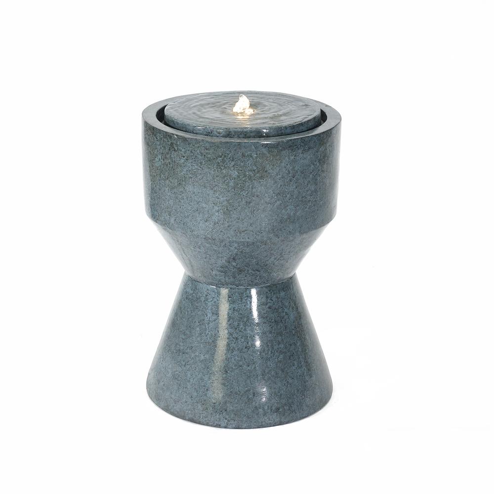 Gray Resin Bubbler Indoor/Outdoor Fountain with Led Light