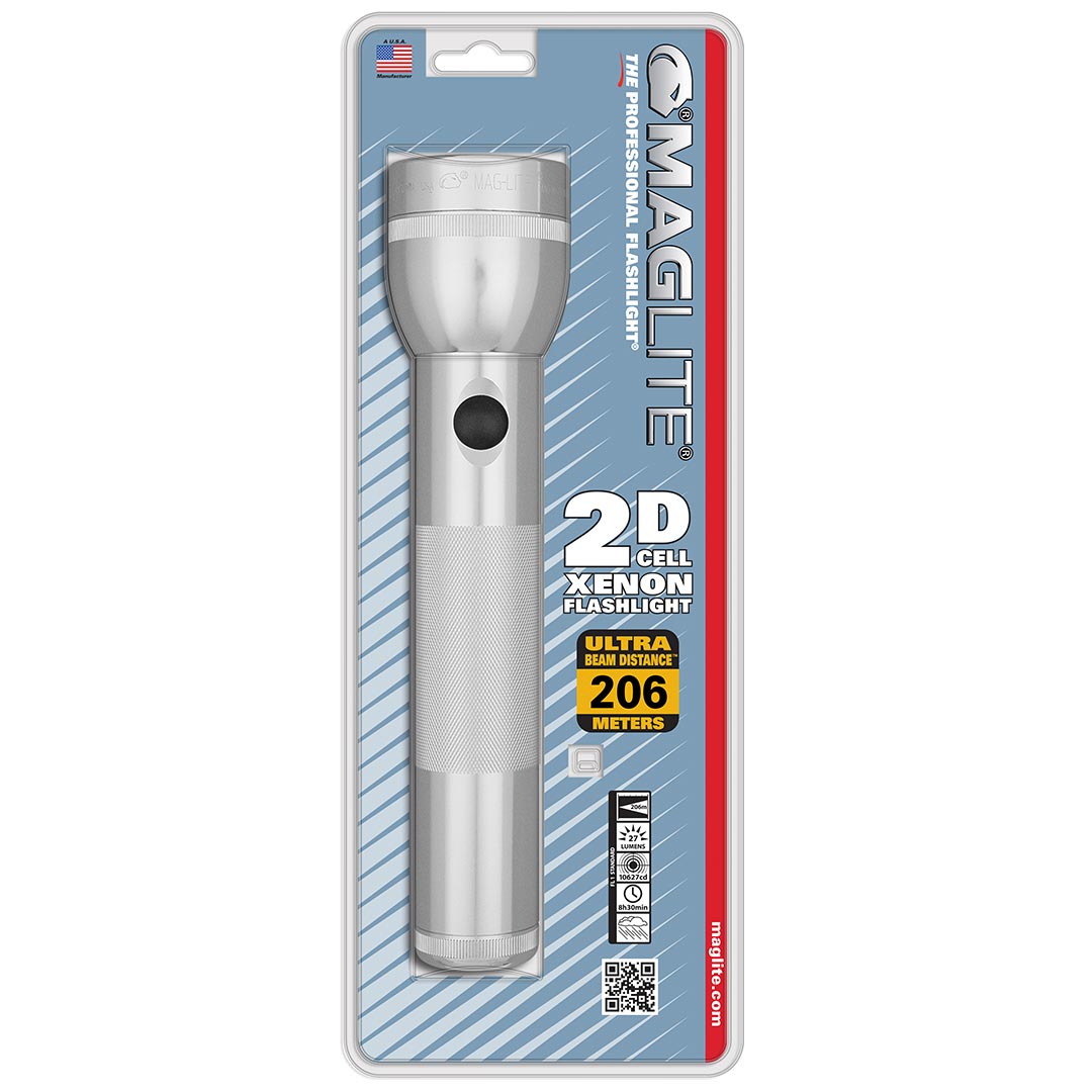 Maglite Incandescent 2-Cell D Flashlight - Silver (Blister Pack)