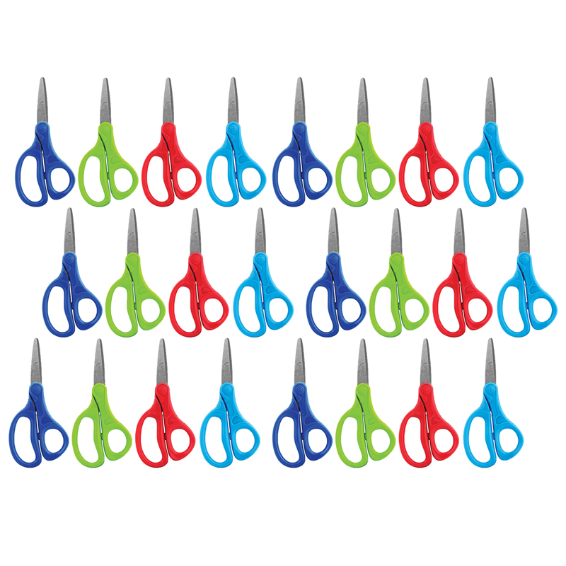 Essentials Kids Scissors 5", Pointed, Assorted Colors, Pack of 24