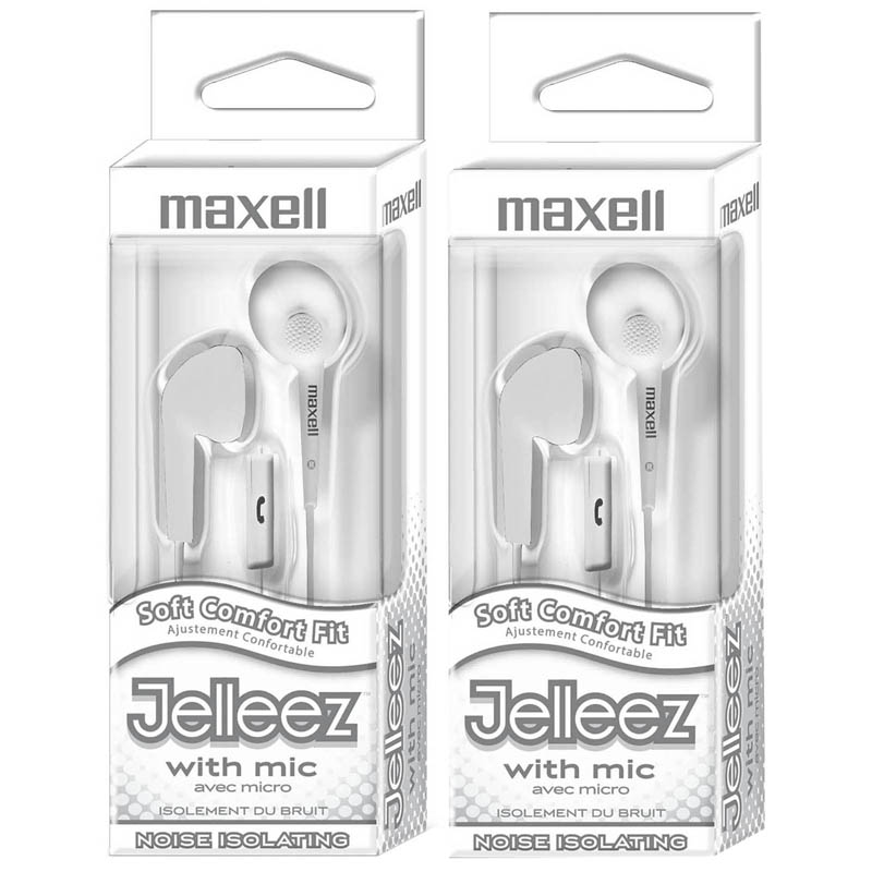 Jelleez Soft Earbuds with Mic, White, Pack of 2