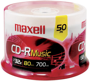 Maxell 625156 - CDR80MU50PK 80-Minute Music CD-Rs (50-ct Spindle)