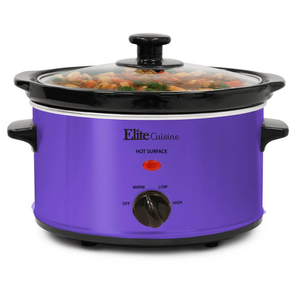 Elite Gourmet MST-275XP Purple 2Qt Oval Slow Cooker