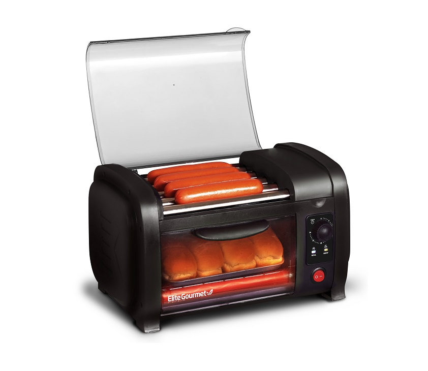 Elite EHD051B Black Hot Dog Roller And Toaster Oven