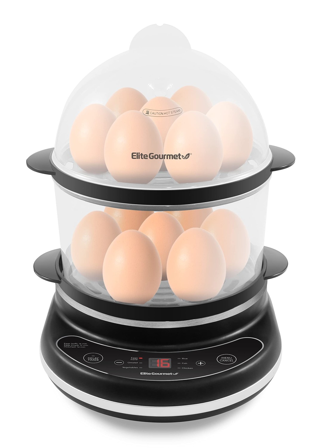 Elite EGC314B Programmable Easy Egg Cooker Steamer Poacher