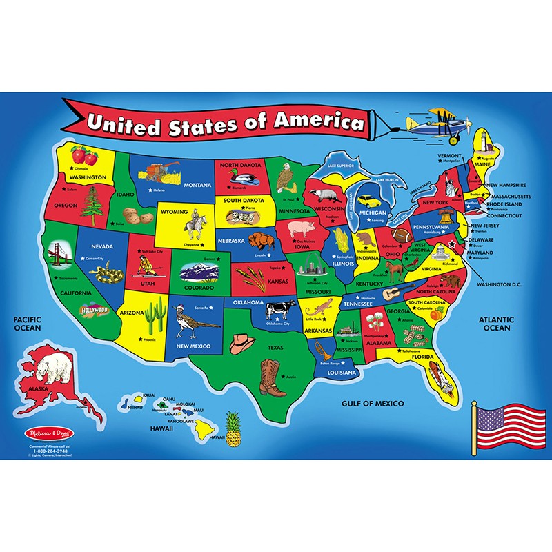 U.S.A. (United States) Map Floor Puzzle - 51 Pieces