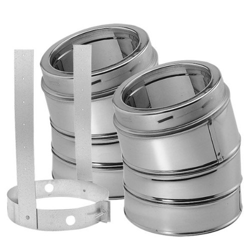 5" Dura-Vent Duratech Stainless 30 Deg Elbow Kit, Includes 2 Adjustable Ss Elbows, 1 Elbow Strap