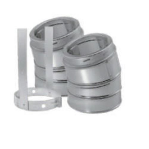 6" Dura-Vent Duratech Stainless 30 Deg Elbow Kit, Includes 2 Adjustable Ss Elbows, 1 Elbow Strap
