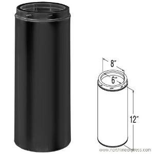 16" Duravent DuraTech Black 12" Chimney Pipe - 16DT-12B