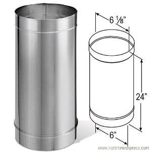 6" x 24" DuraBlack Welded Stainless Steel Stovepipe - 6DBK-24SS