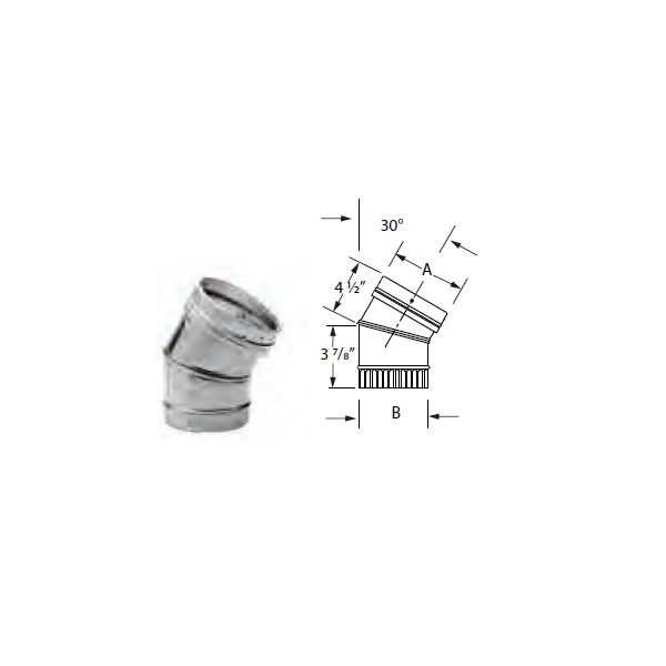 6" Duraliner Stainless Steel 30-Degree Elbow - 6DLR-E30SS