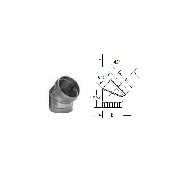 6" Duraliner Stainless Steel 45-Degree Elbow - 6DLR-E45SS