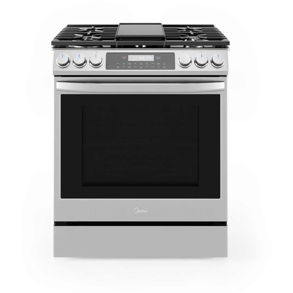 Midea 30-In Slide-In Gas Range with Wi-Fi Connectivity and True Convection in Stainless Steel