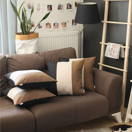Boho-Chic Decorative Jacquard Throw Pillow 18"x18" Black-Grey-Brown - Set of 4