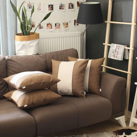 Boho-Chic Decorative Jacquard Throw Pillow 18"x18" Brown-Grey-Brown - Set of 4