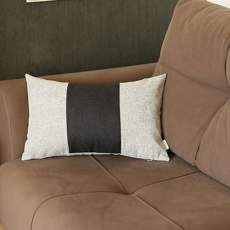 Boho-Chic Decorative Jacquard Throw Pillow 12"x20" Grey-Black-Grey