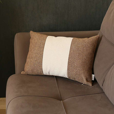 Boho-Chic Decorative Jacquard Throw Pillow 12"x20" Brown-Grey-Brown