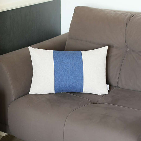 Boho-Chic Decorative Jacquard Throw Pillow 12"x20" Grey-Blue-Grey