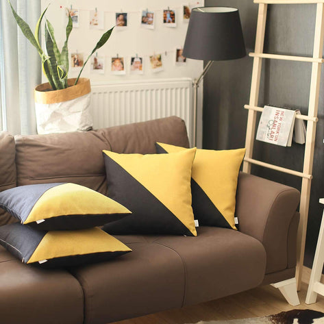 Boho-Chic Decorative Jacquard Throw Pillow  Yellow-Black - Set of 4