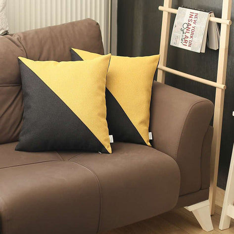 Boho-Chic Decorative Jacquard Throw Pillow  Yellow-Black - Set of 2