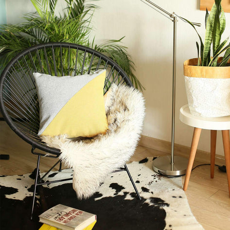 Boho-Chic Decorative Jacquard Throw Pillow  Grey-Yellow