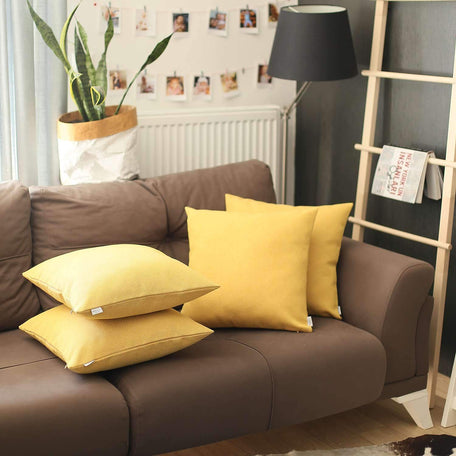 Boho-Chic Decorative Jacquard Throw Pillow 18"x18" Yellow - Set of 4