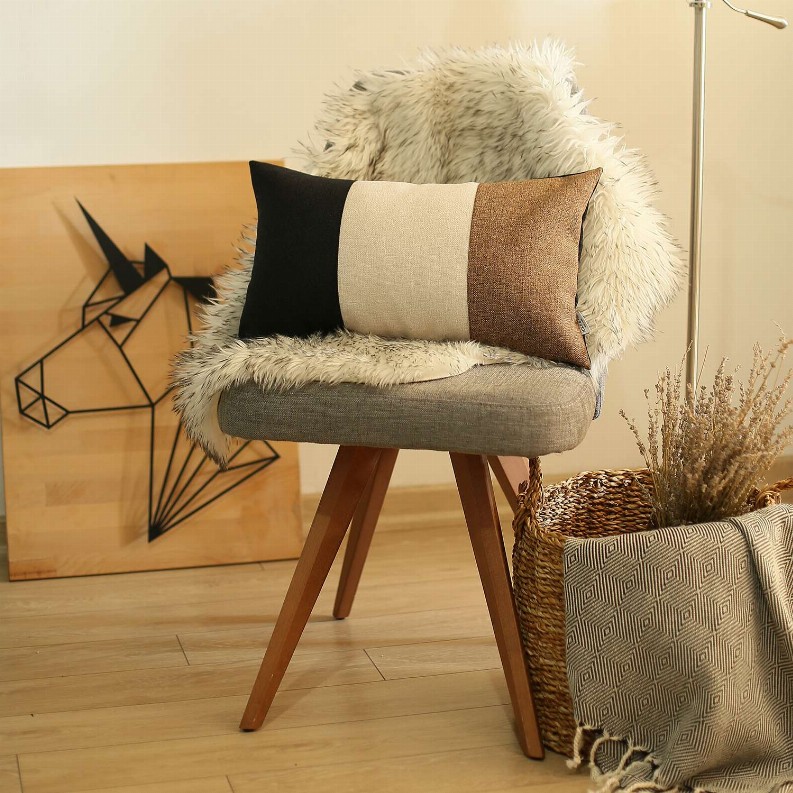 Boho-Chic Decorative Jacquard Throw Pillow Covers 12"x20" Black-Grey-Brown