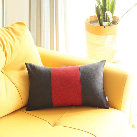 Boho-Chic Decorative Jacquard Throw Pillow Covers 12"x20" Black-Red-Black
