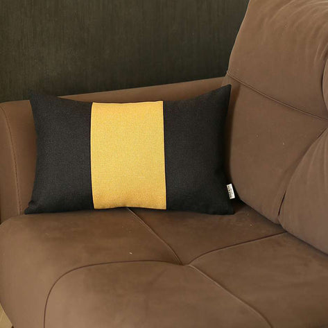Boho-Chic Decorative Jacquard Throw Pillow Covers 12"x20" Black-Yellow-Black