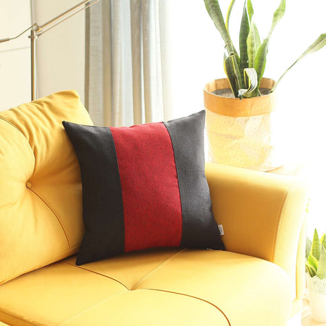Boho-Chic Decorative Jacquard Throw Pillow Covers 18"x18" Black-Red-Black