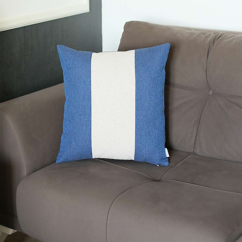Boho-Chic Decorative Jacquard Throw Pillow Covers 18"x18" Blue-Grey-Blue