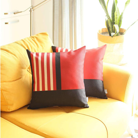 Boho-Chic Printed Jacquard Throw Pillow 18"x18" Red - Set of 2
