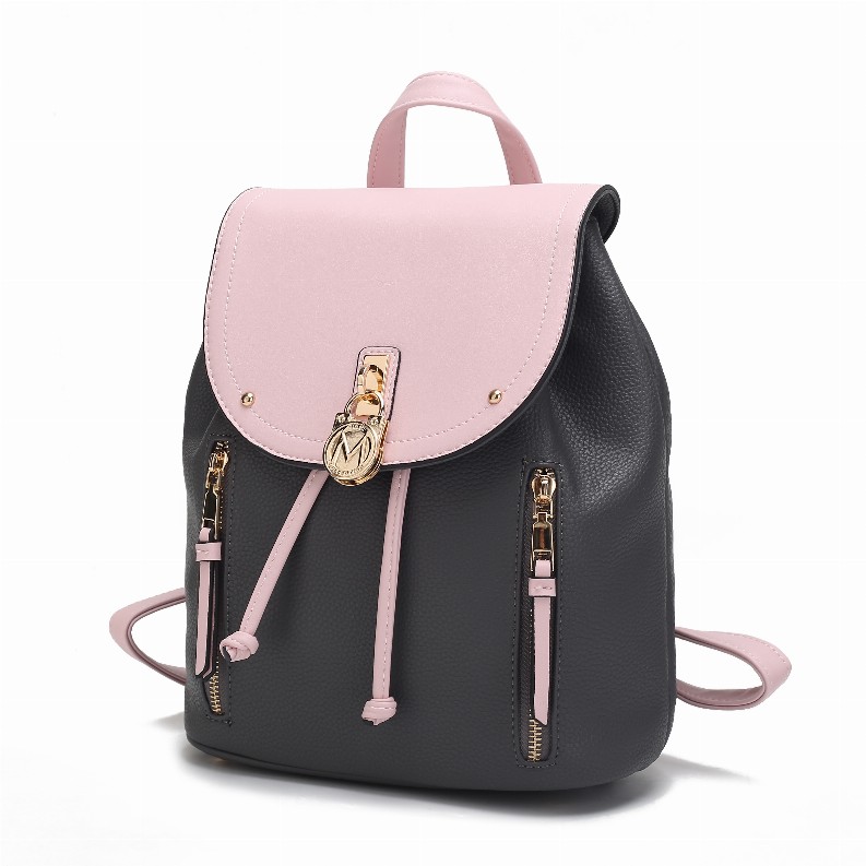 Xandria Vegan Leather Women's Backpack Charcoal Pink