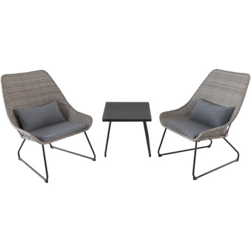 3pc Seating Set: 2 steel side chairs, accent table