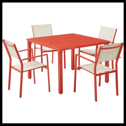 Luna5pc: 4 Sling Dining Chairs, 41" Slat Table