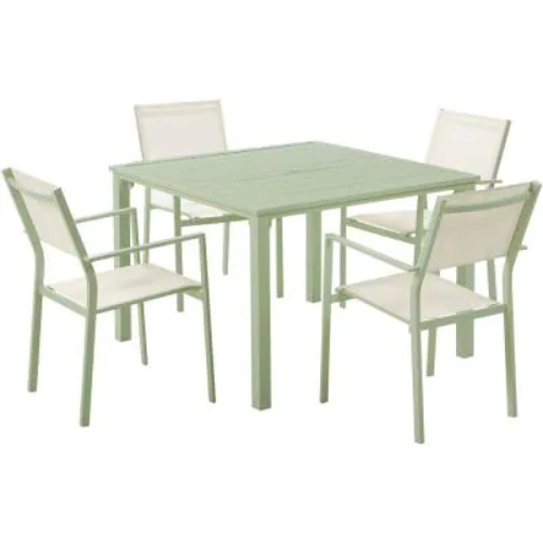Luna5pc: 4 Sling Dining Chairs, 41" Slat Table