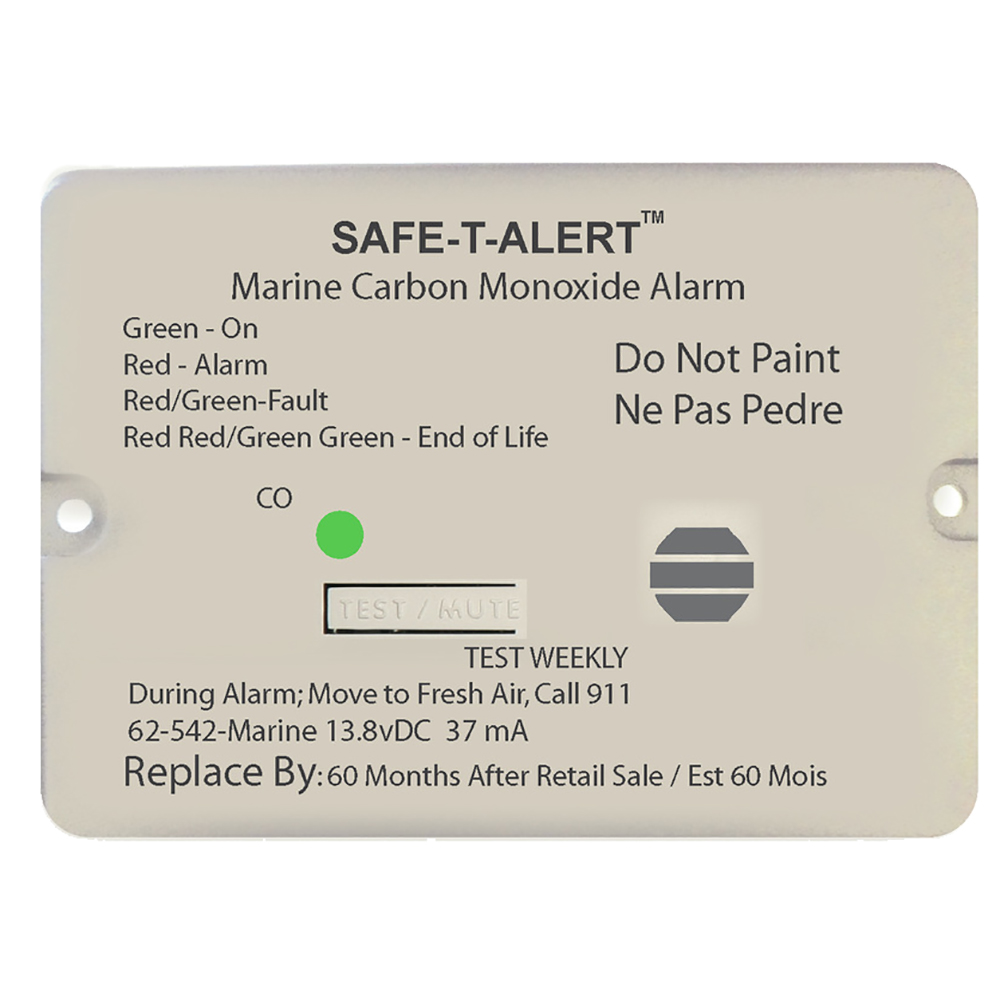 Marine Carbon Monoxide Alarm, Wht Flush Mount 12 Vdc Hard Wire
