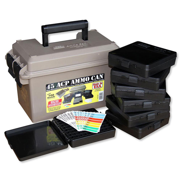 MTM 45 ACP Ammo Can for 700 rd.  Includes 7 each P-100-45's Dark Earth