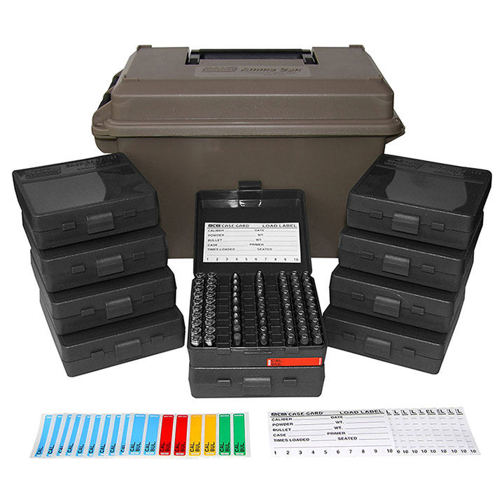 MTM 9mm Ammo Can for 1000 rd .  Includes 10 each P-100-9's Dark Earth
