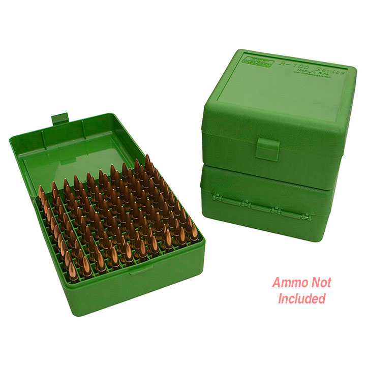 MTM Ammo Box 100 Round Flip-Top 22-250 243 308 Win 220 Swift Green
