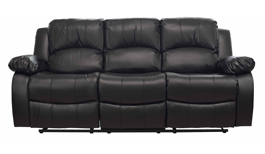 Kaden Bonded Leather Recliner Sofa in Black