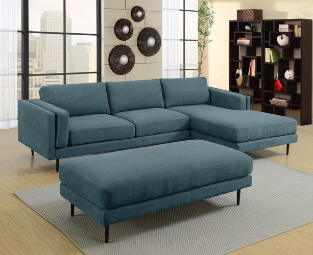 Colton Denim Sectional in Polyester Fabric
