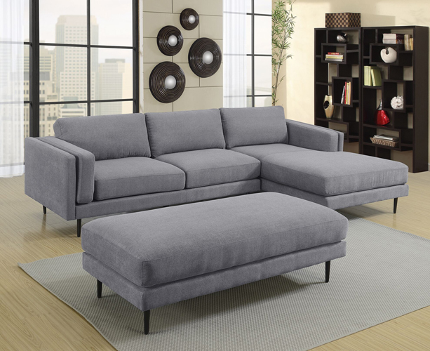 Colton Gray Sectional in Polyester Fabric