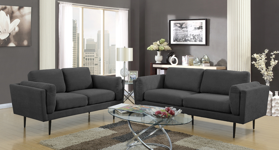Colton Charcoal Loveseat in Polyester Fabric