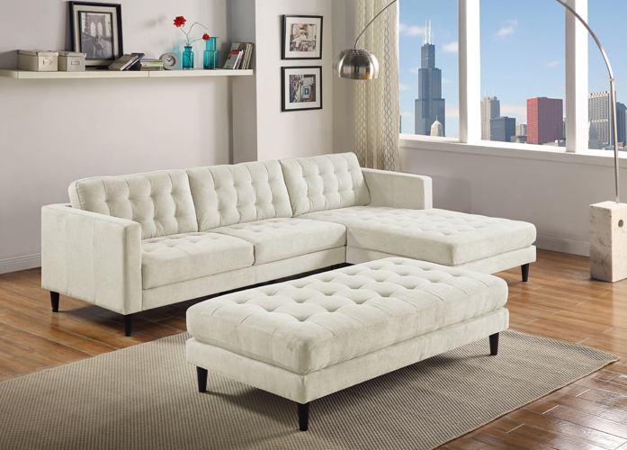 Liam Beige Sectional in Polyester Fabric