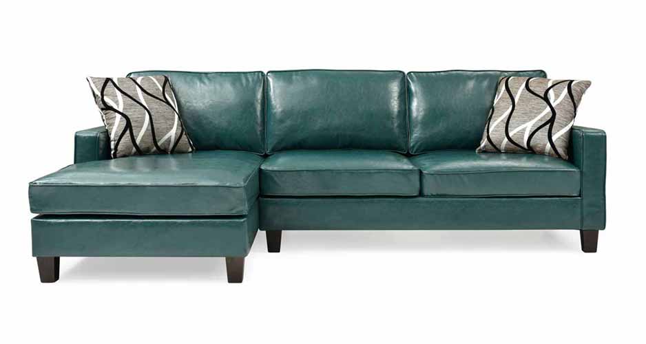 Glenbrook Turquoise Faux Leather Sectional
