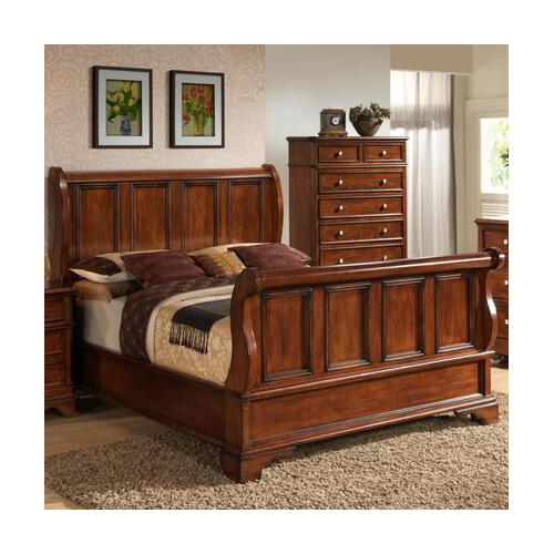 Bayliss Distressed Brown Sleigh King Bed
